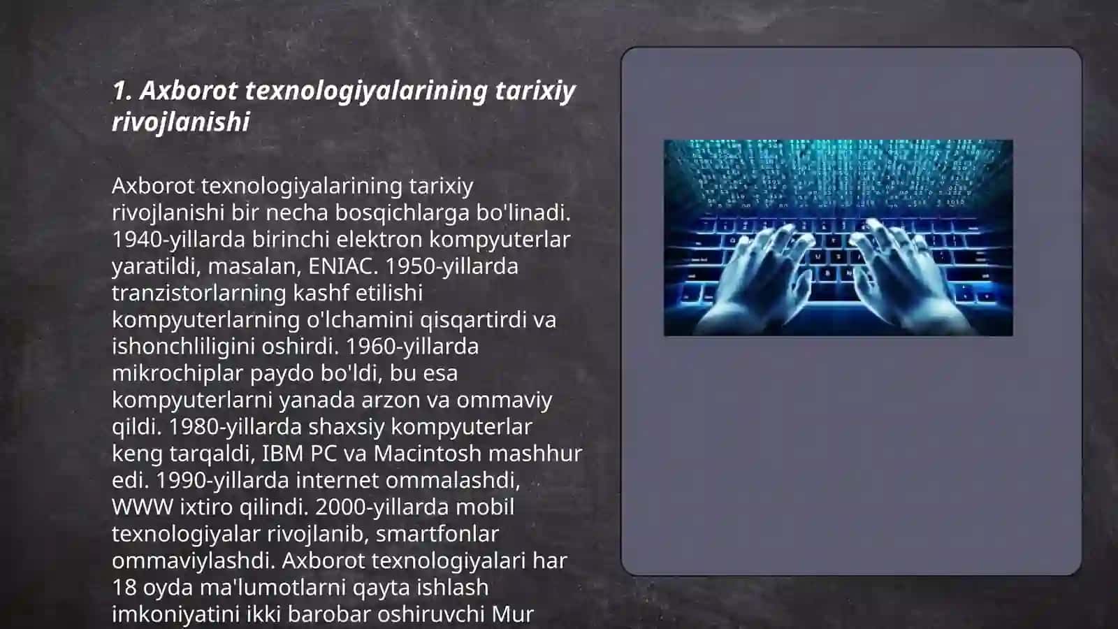 Axborot texnologiyalarining tarixiy rivojlanishi 3