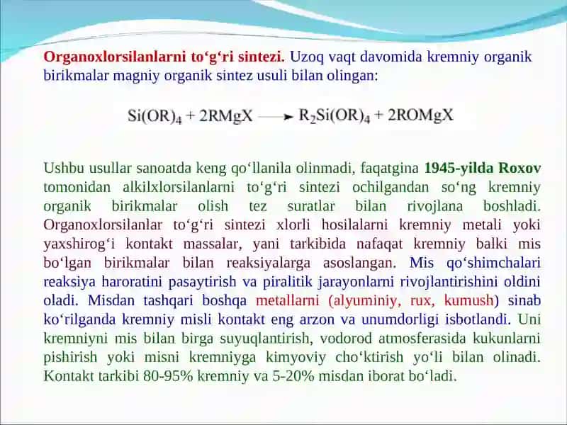 Kremniy organik birikmalar va ularning sintezi 3