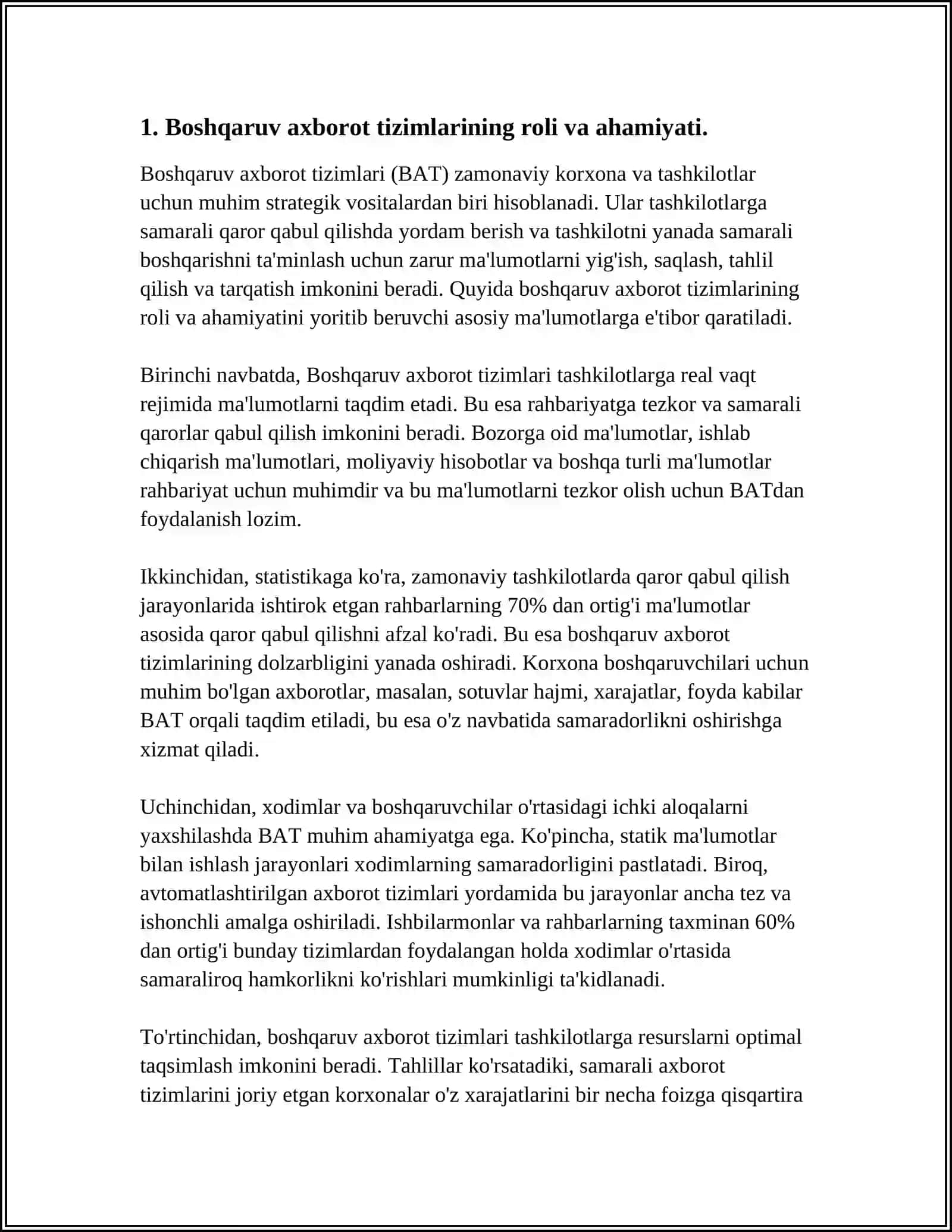 BOSHQARUV- AXBOROT TIZIMLARI ULARNING XUSUSIYATLARI VA TEXNIK KO'RSATGICHLARI 3