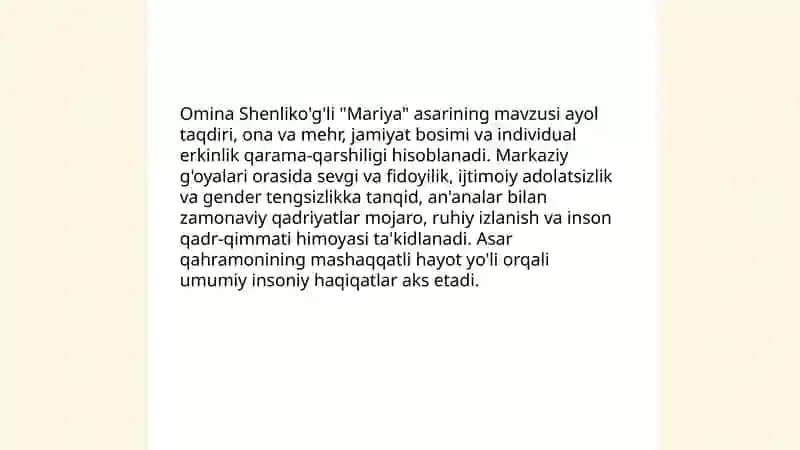 Omina Shenliko'g'li Mariya asari 3