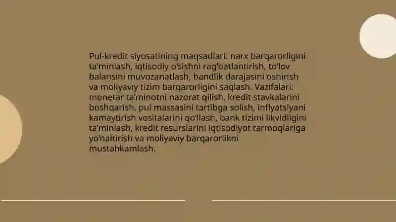 Davlatning pul kredit siyosati: maqsadi va dastaklari 3