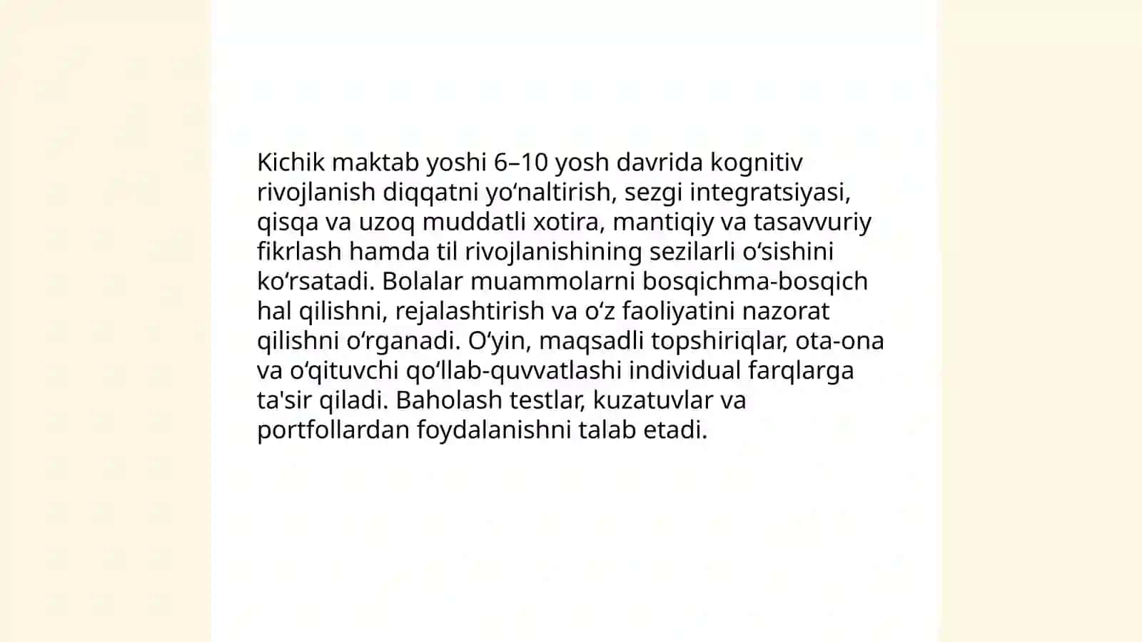 Kichik maktab yoshi davrida psixik rivojlanish 3
