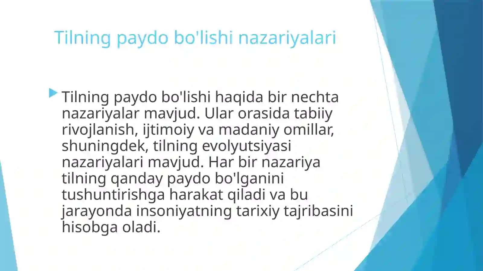 Tilning paydo bo'lishi haqidagi nazariyalar 3