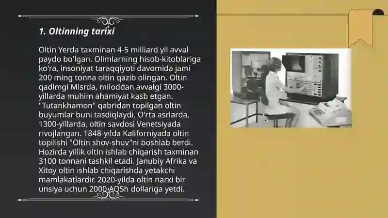 Oltin haqida malumot va oltin texnologiyasi 3