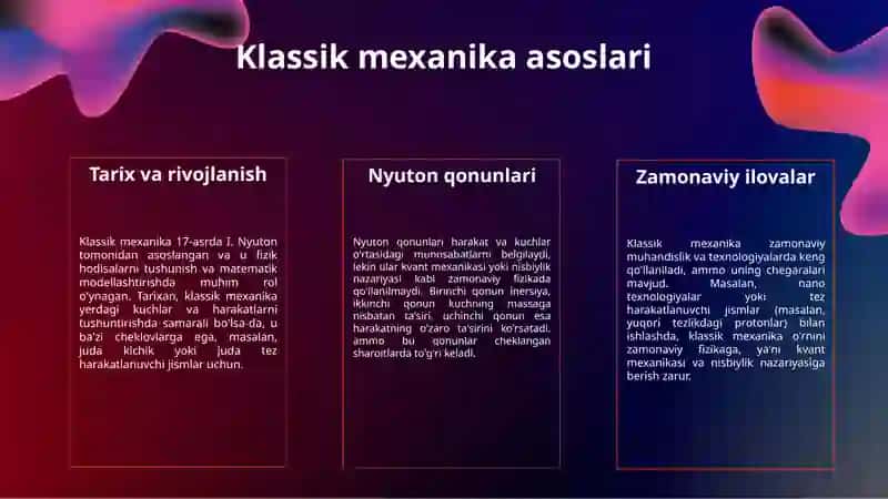 Klassik mexanikaning qoʻllanilish chegarasi 3