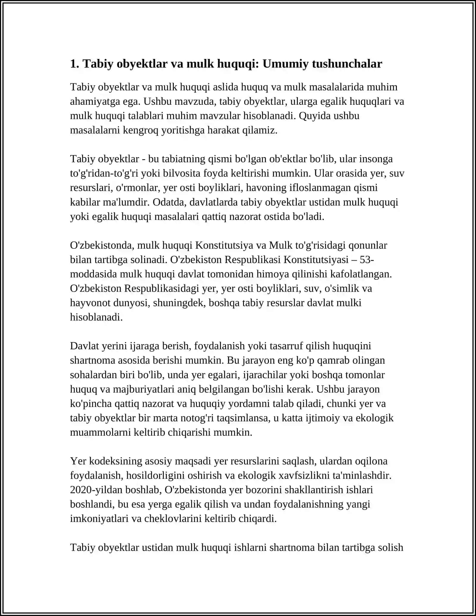 TABIIY OBYEKTLARGA NISBATAN MULK HUQUQI 3