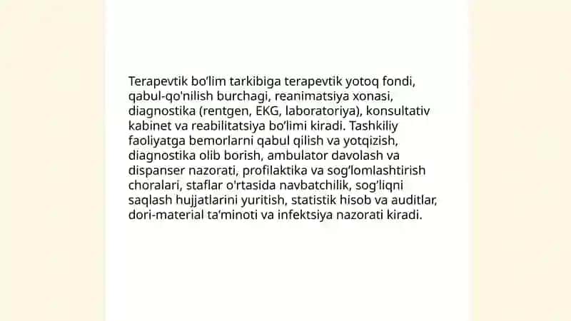 Shifoxonaning tеrapеvtik (davolash) bo’limi 3