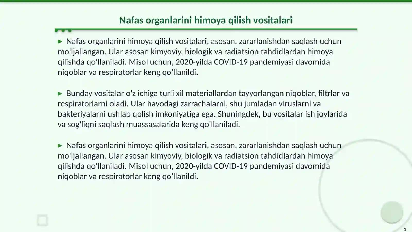 Shaxsiy himoyaviy vositalar 3