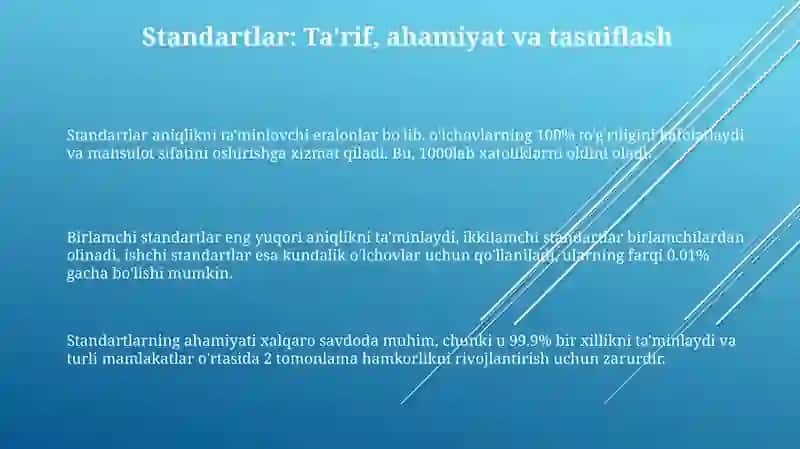 Etalonlar va o'lchov vositalari 3
