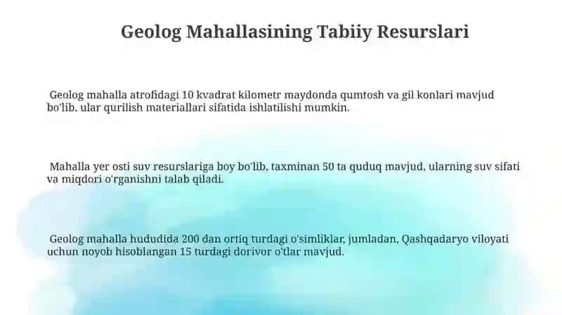 Geolog Mahallasining Tabiiy Resurslari 3