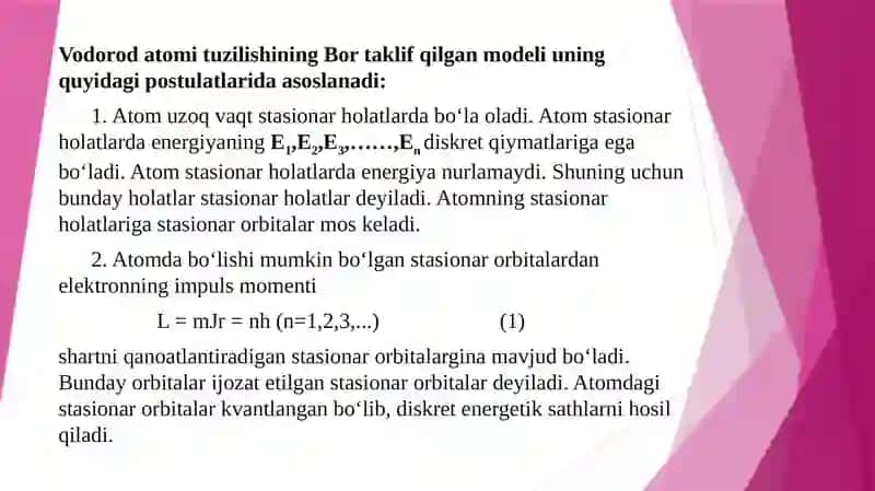 Vadorod atomining bornazariyasi 3