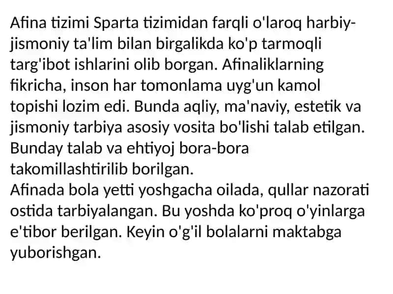 Qadimgi Afinava Sparta maktablarida ta'lim-tarbiya 3