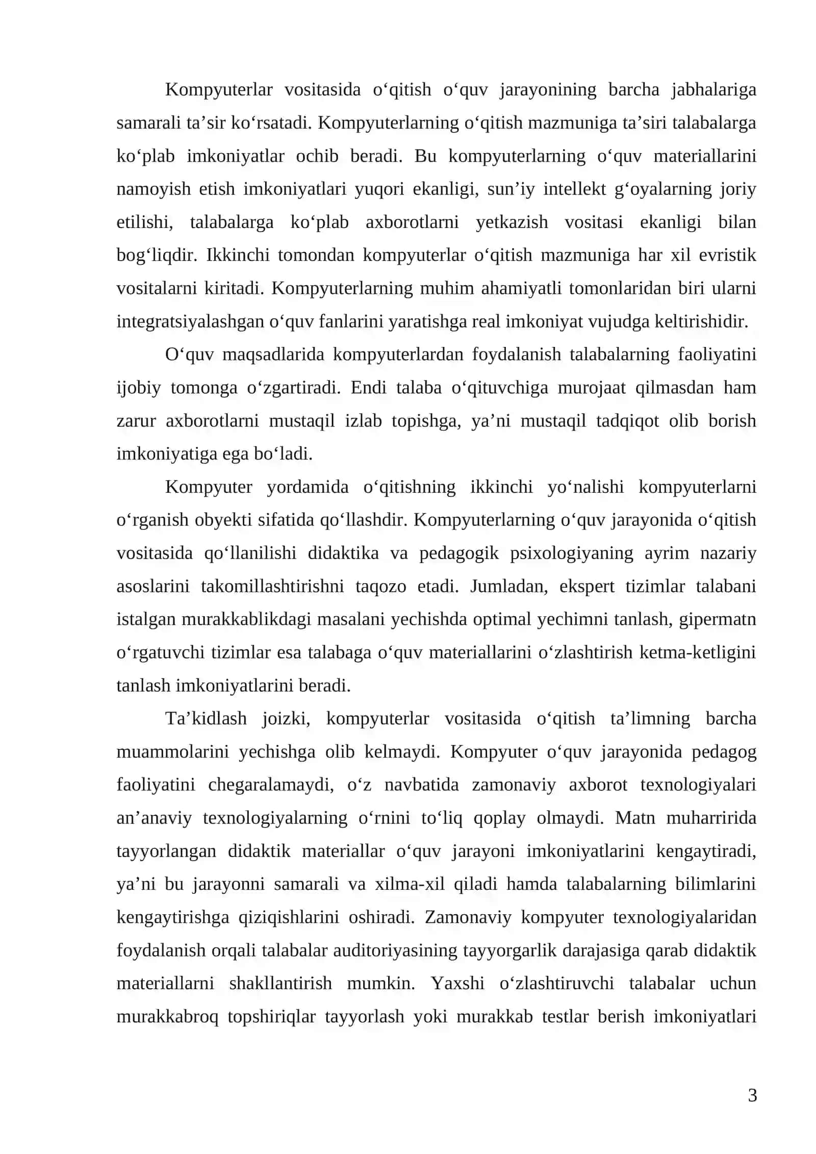 Web 2.0 servislar orqali oʻquv jarayonini tashkil etish BITIRUV MALAKAVIY ISHI 3