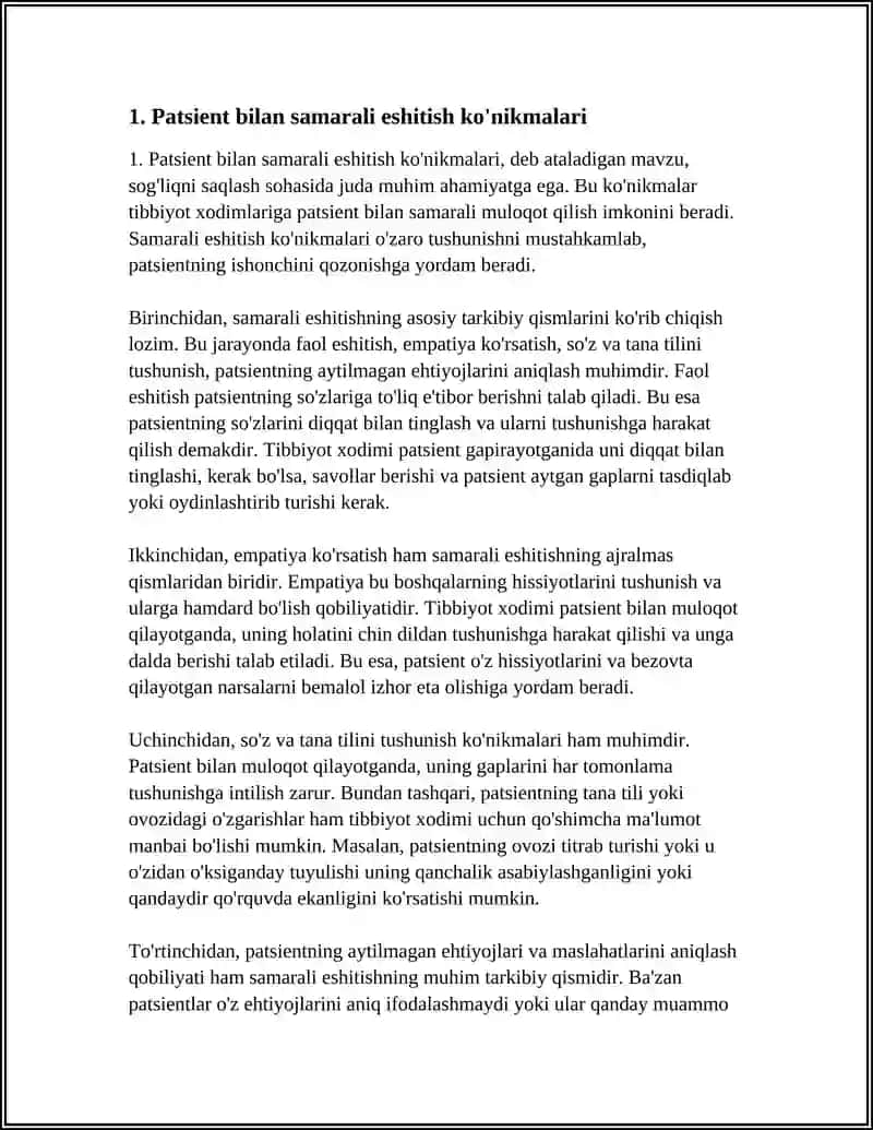 PATSIENT BILAN VERBAL VA NOBERBAL MULOQOT KO'NIKMALARI 3
