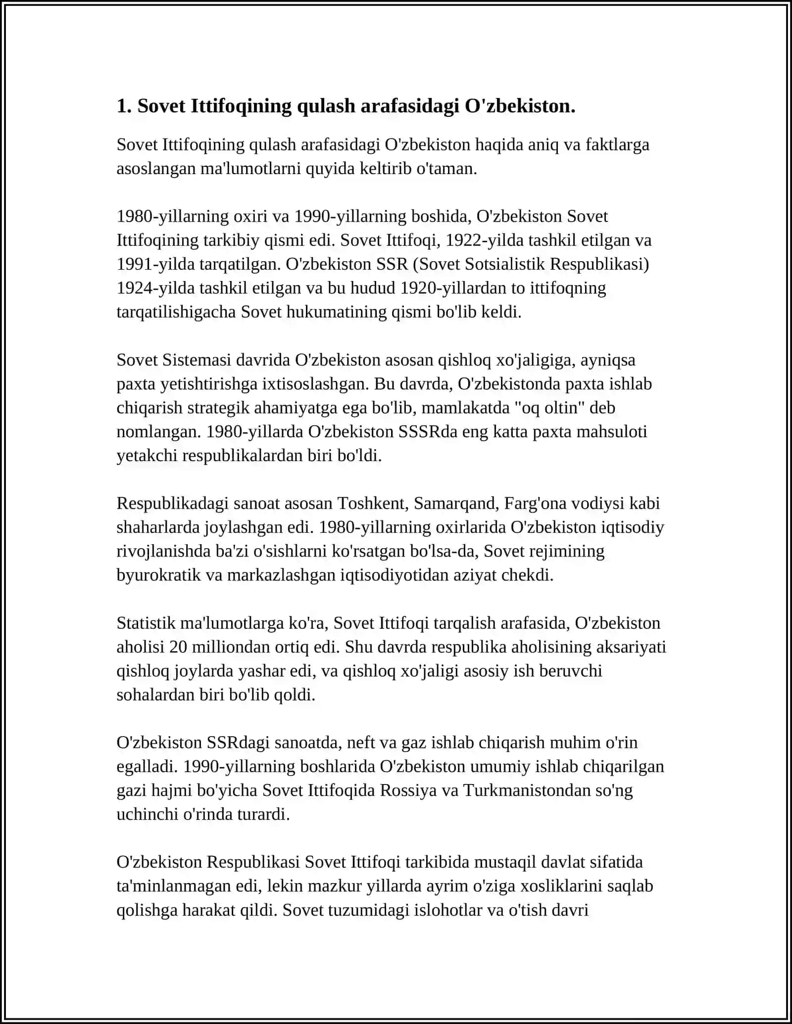 O‘zbekiston Mustaqil Ish 3