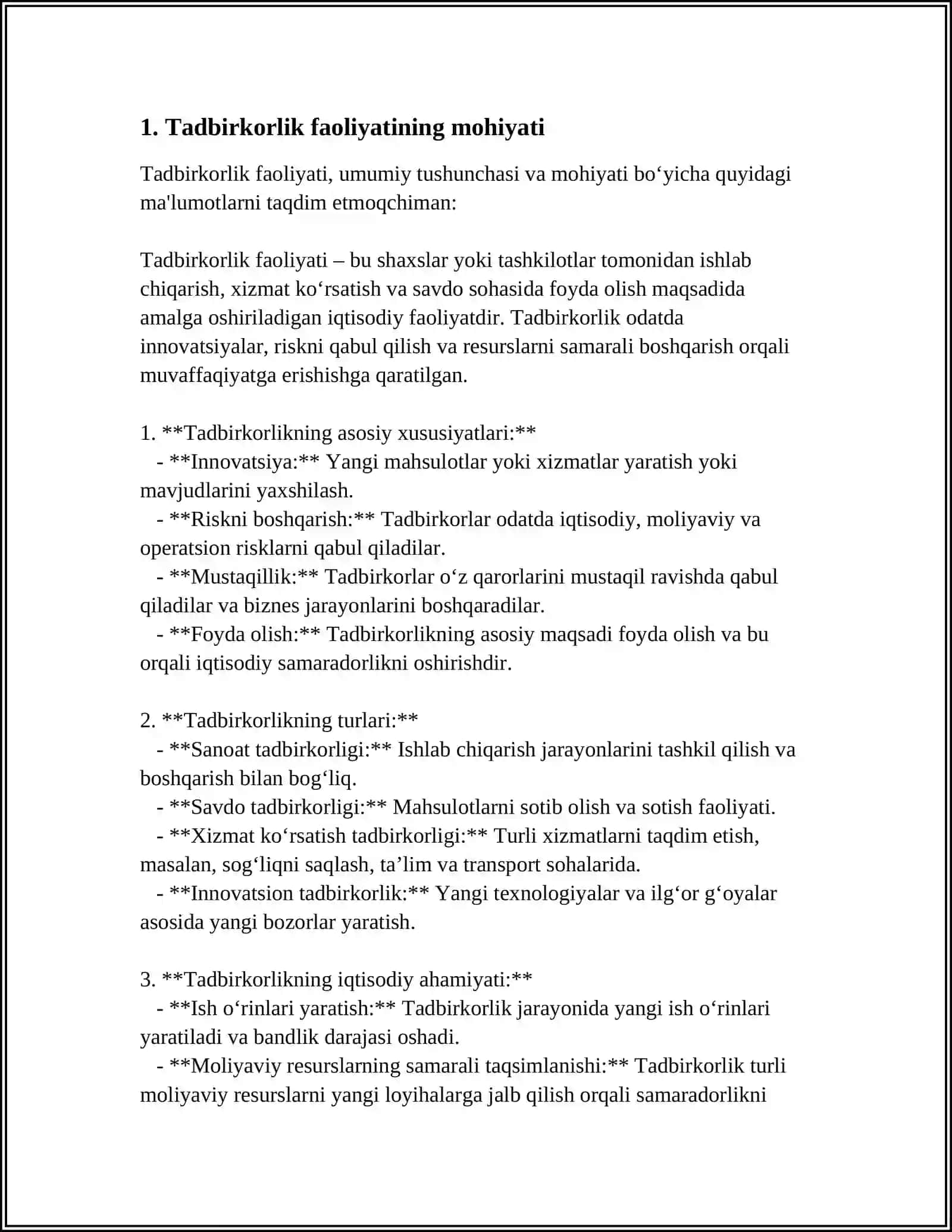 Tadbirkorlik faoliyati va kapitali 3