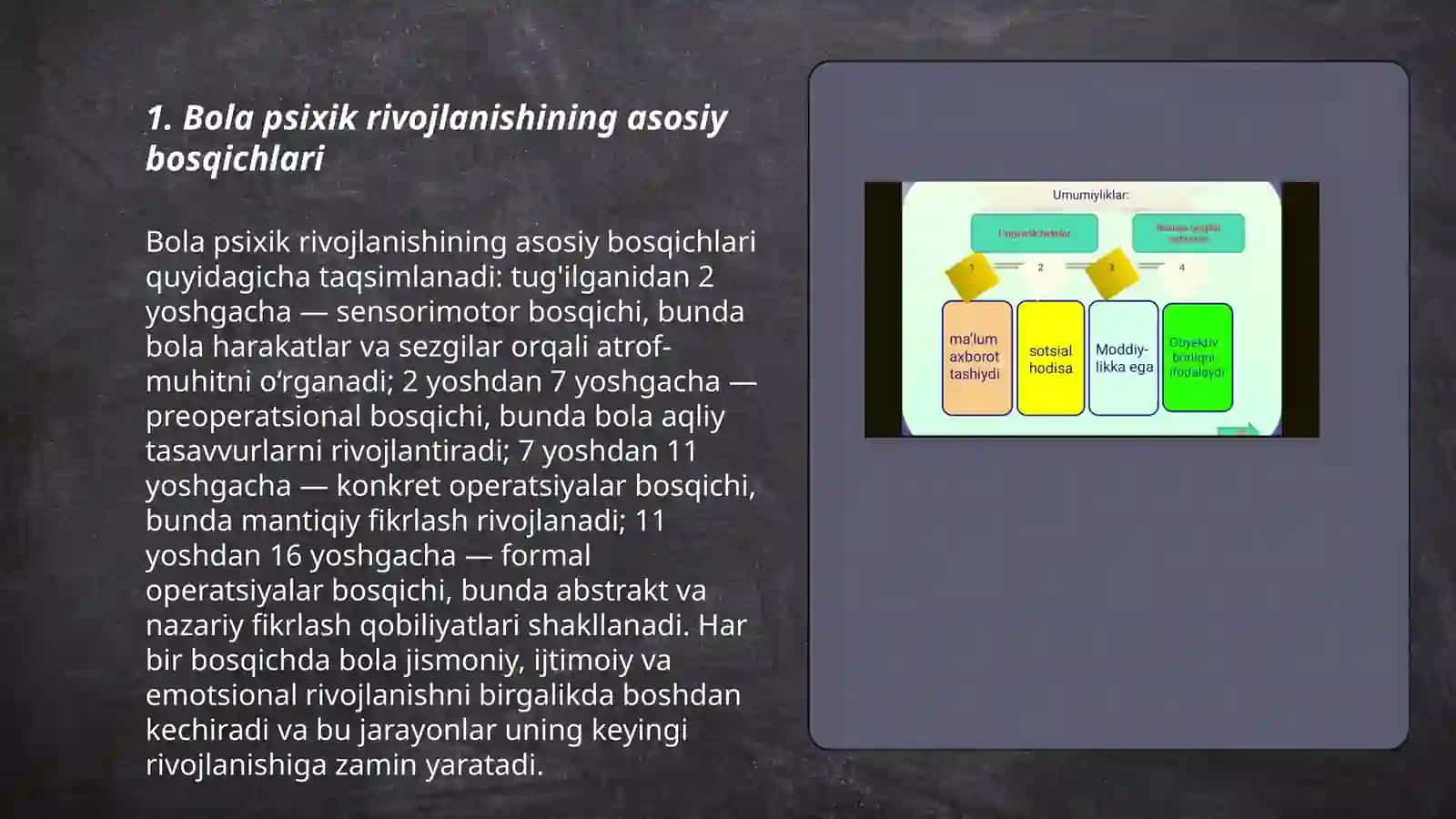 Bola psixik rivojlanishining asosiy bosqichlari 3
