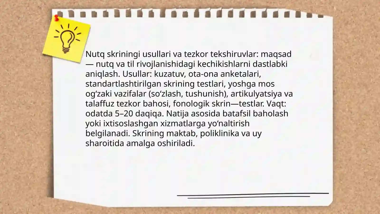 Nutq skriningi usullari va tezkor tekshiruvlar 3