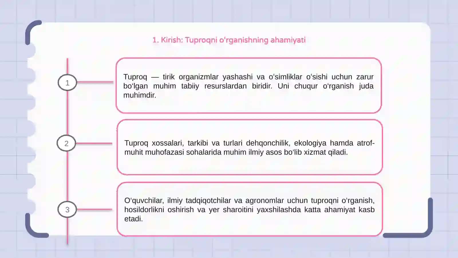 Dunyo tuproqlari va ularning xossalarini oʻrganish 3