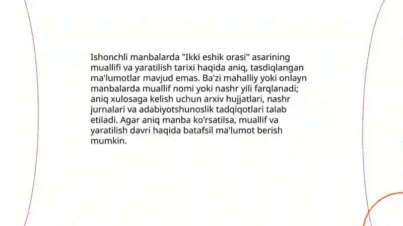 "Ikki eshik orasi" asari tahlili 3