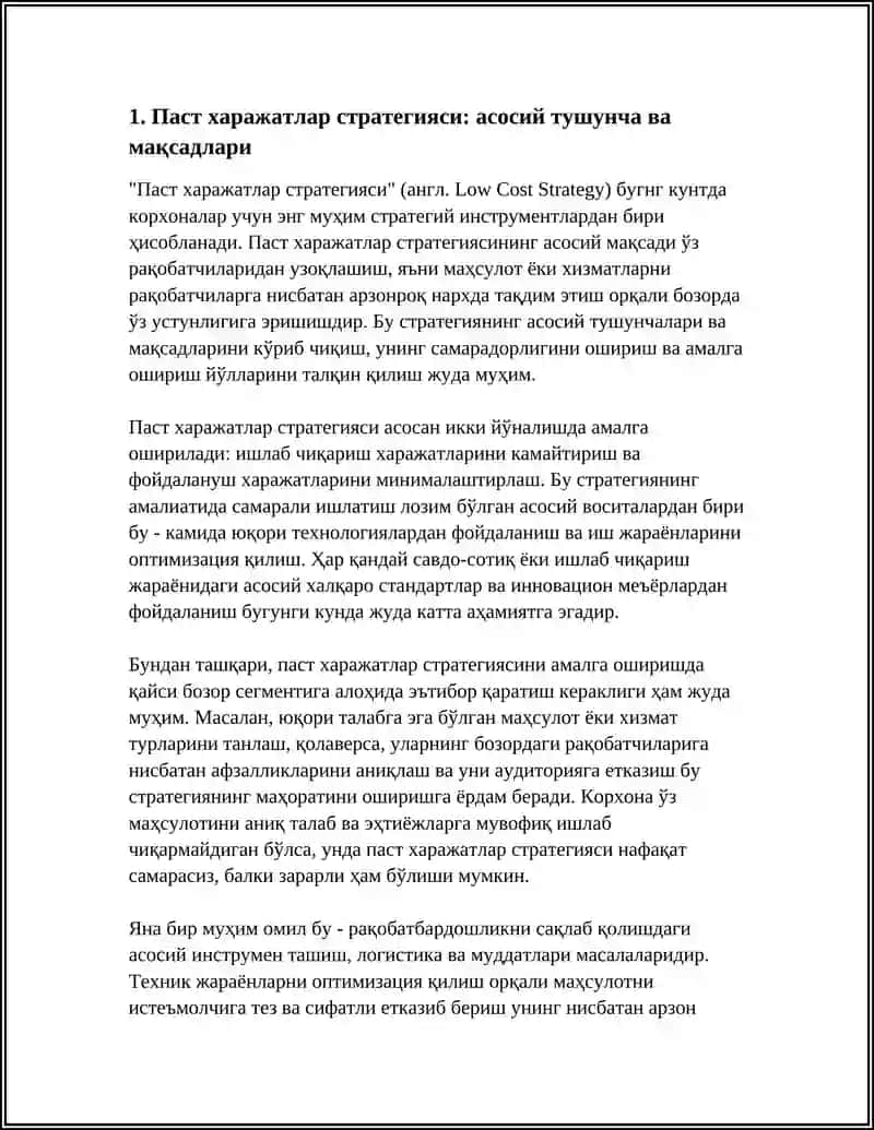 ПАСТ ХАРАЖАТЛАР СТРАТЕГЯСИ 3