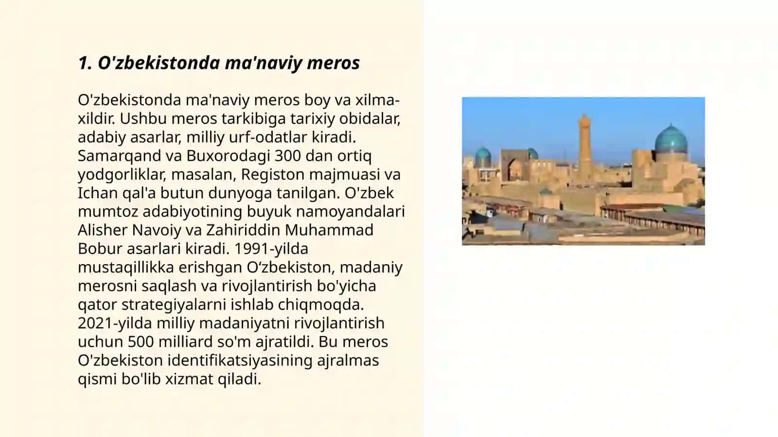 O'zbekistondagi ma'naviy va madaniy taraqqiyot 3
