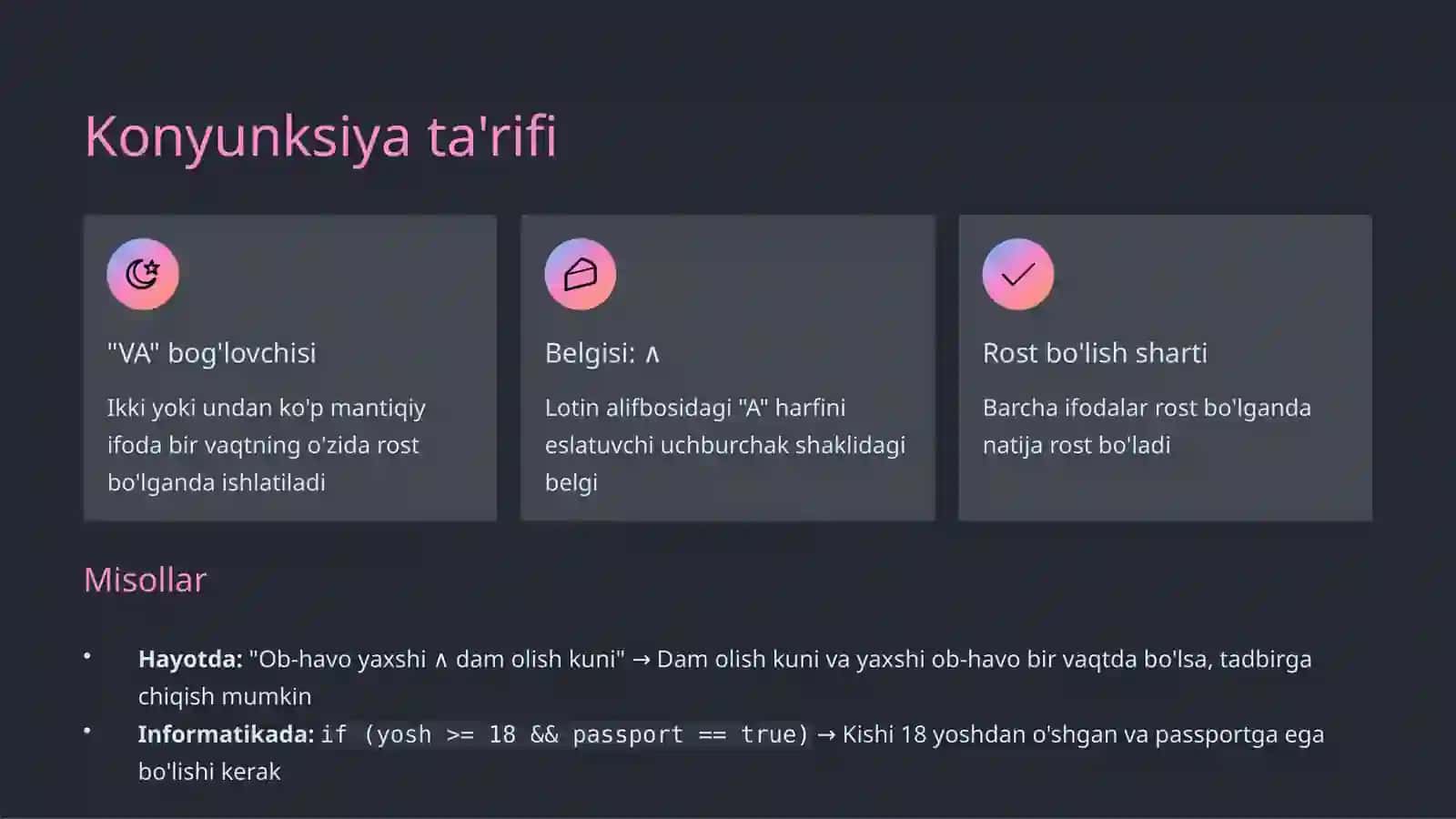 Konyunksiya va Dizyunksiya 3