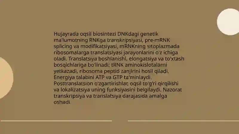 Hujayrada oqsil biosintezi 3