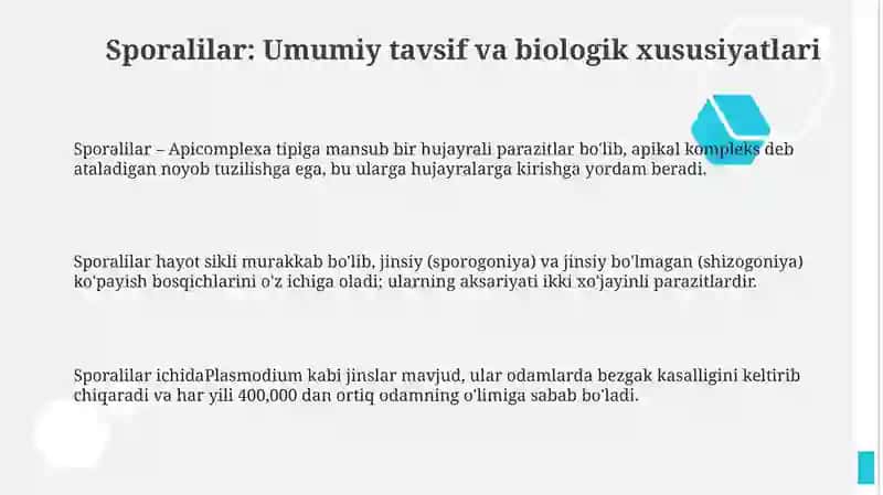 Sporalilar va odam parazitlari 3