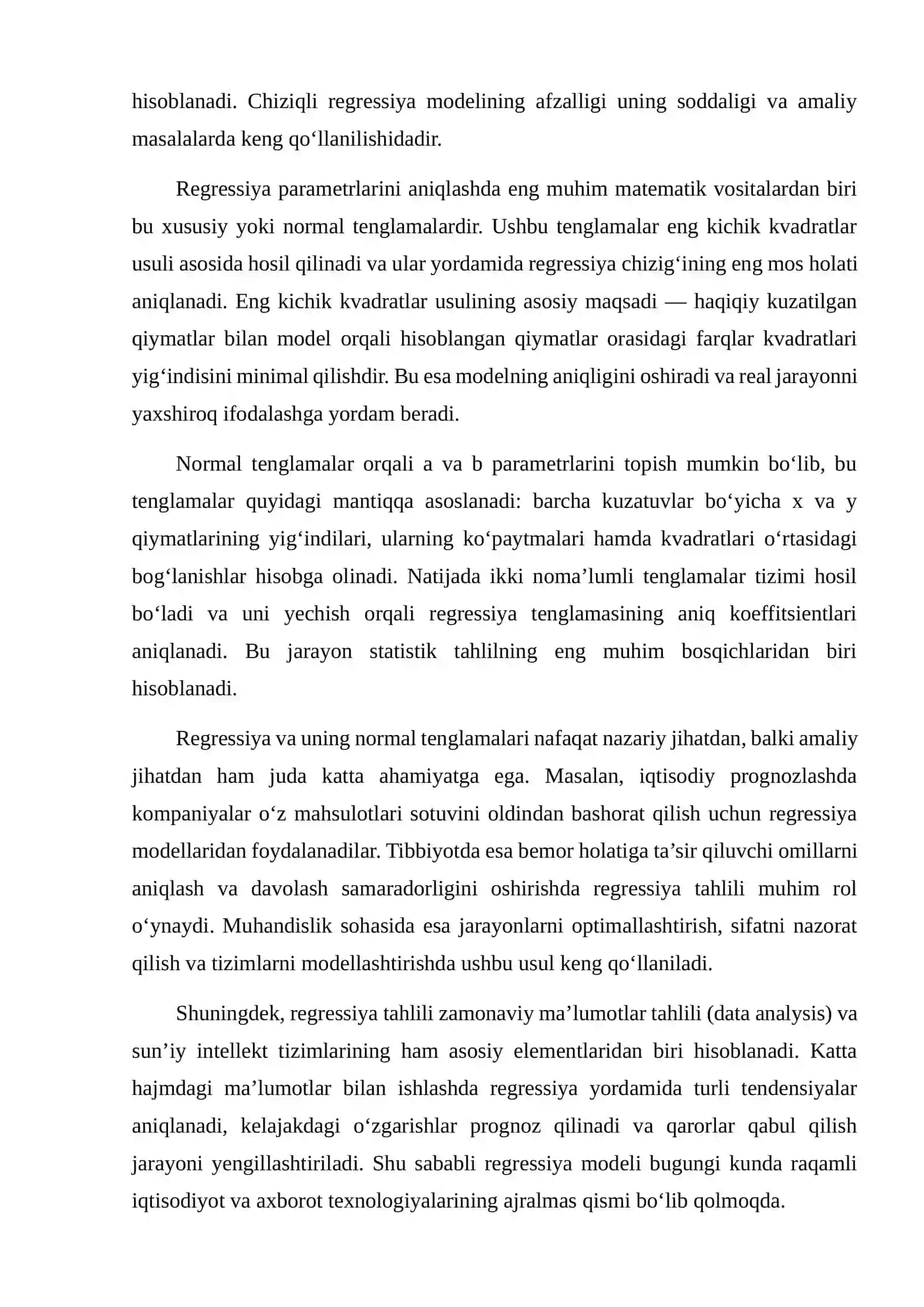 REGRESSIYANING XUSUSIY (NORMAL) TENGLAMASI 3