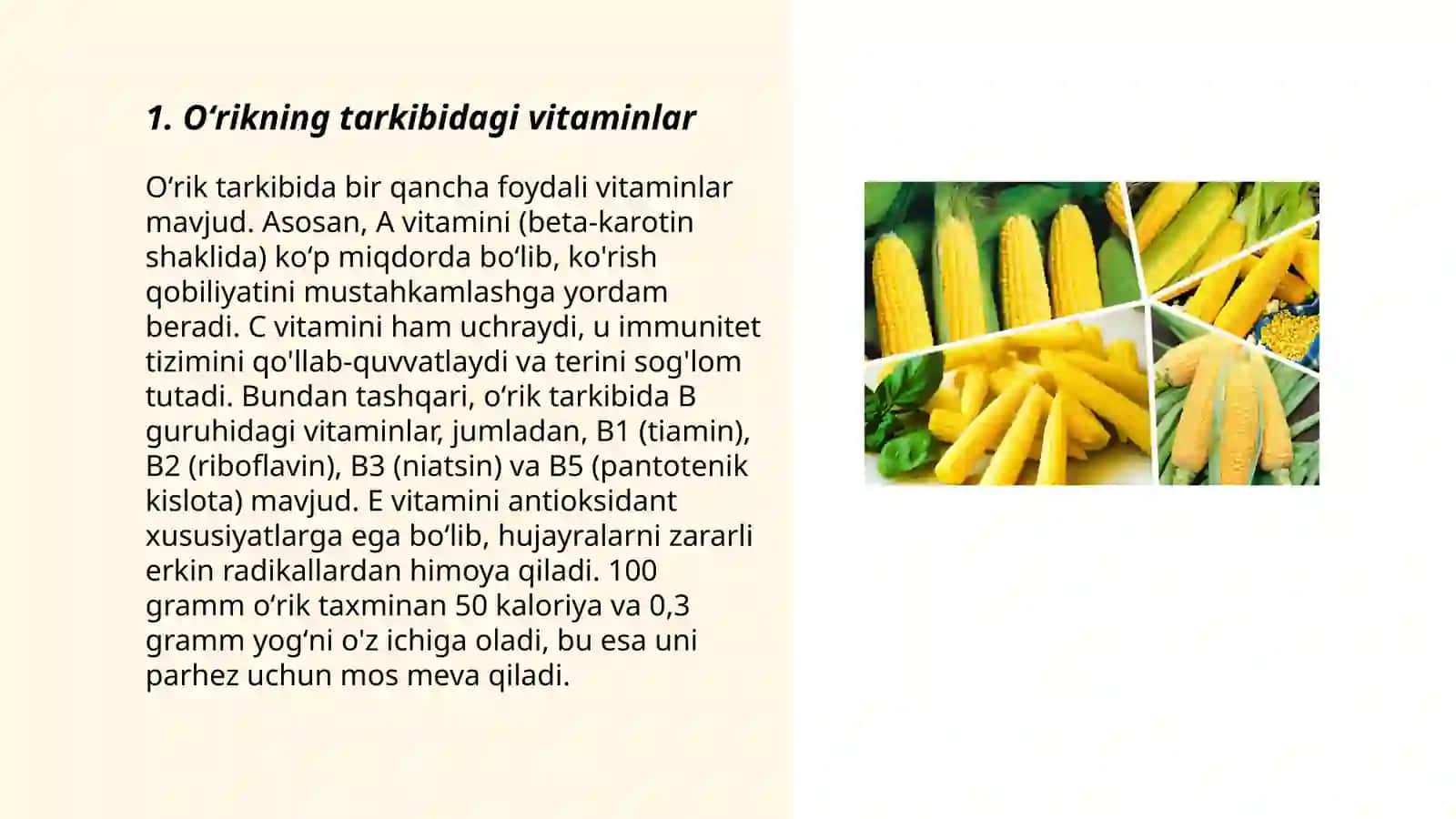 Oʻrikning tarkibidagi vitaminlar 3