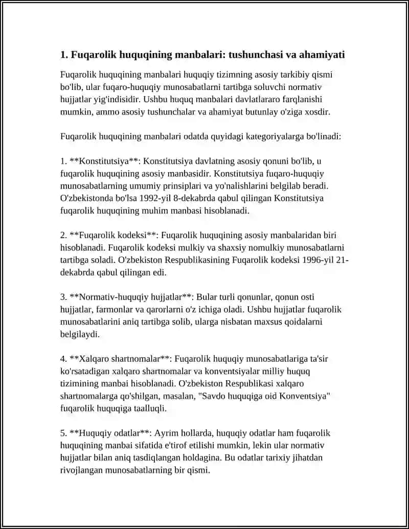 FUQAROLIK HUQUQINING MANBALARI 3
