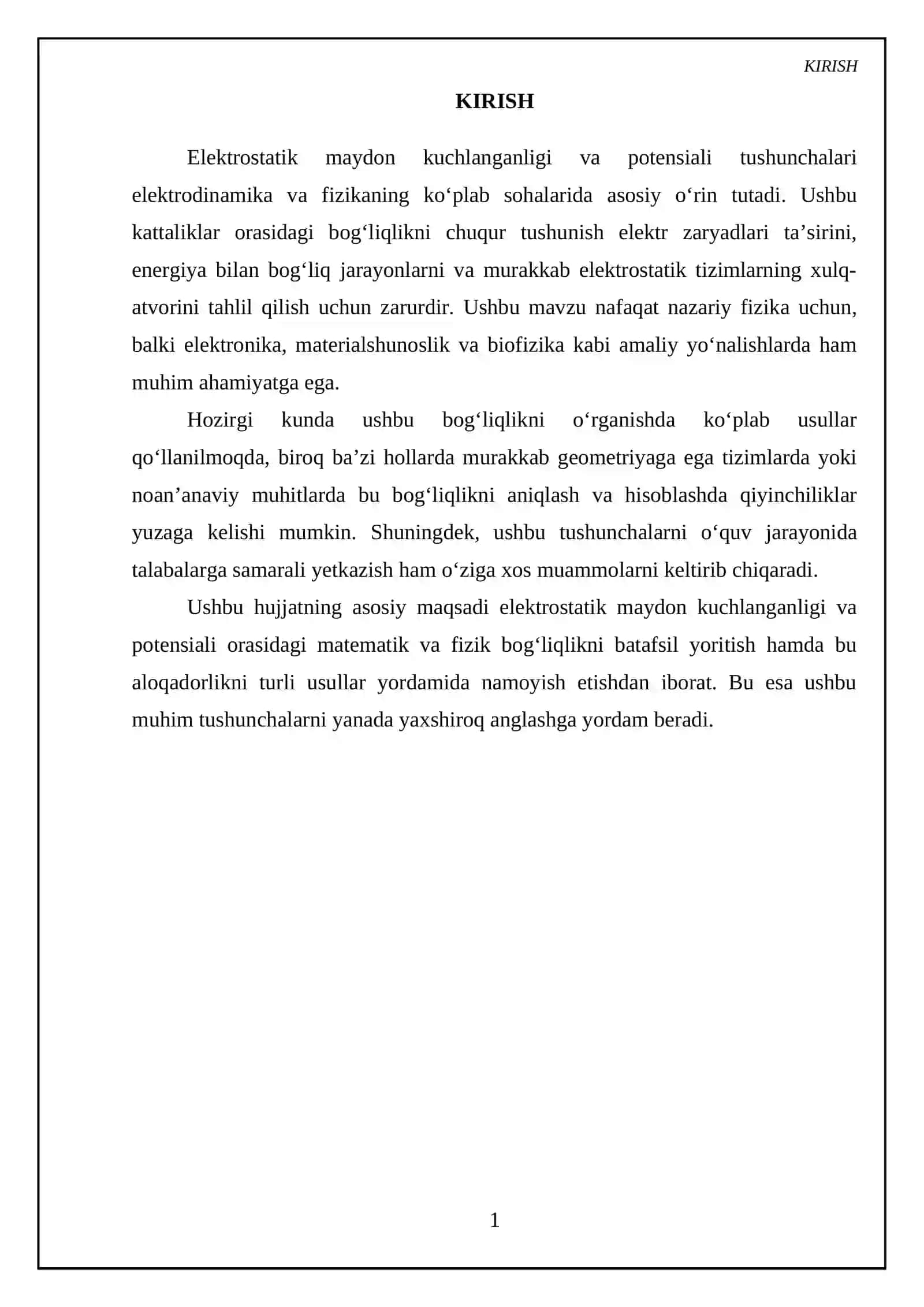 Elektrostatik maydon kuchlanganligi bilan potensiali orasidagi bog lanish 3