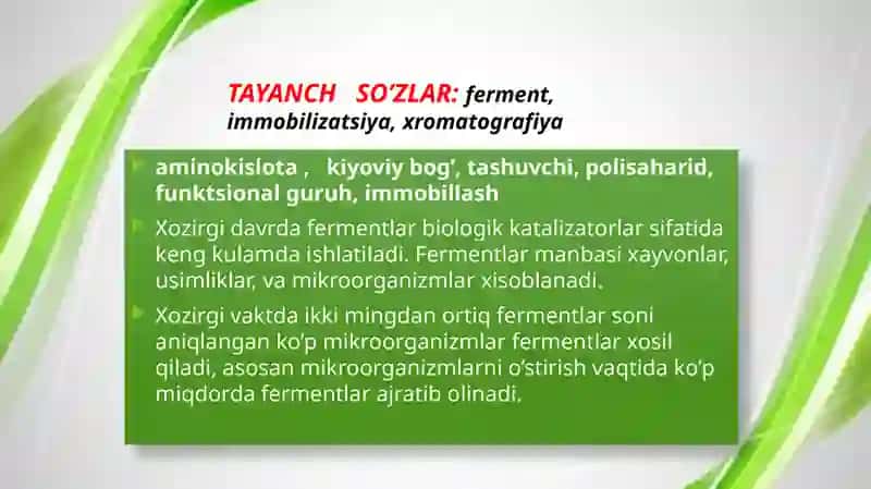 Immobilizatsiya qilingan fermentlar 3