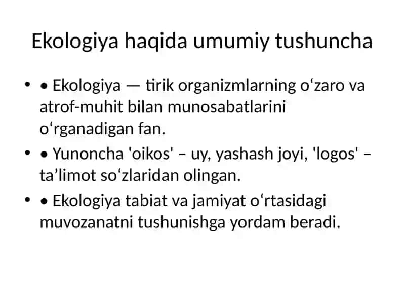 Ekologiya fanining vazifalari 3
