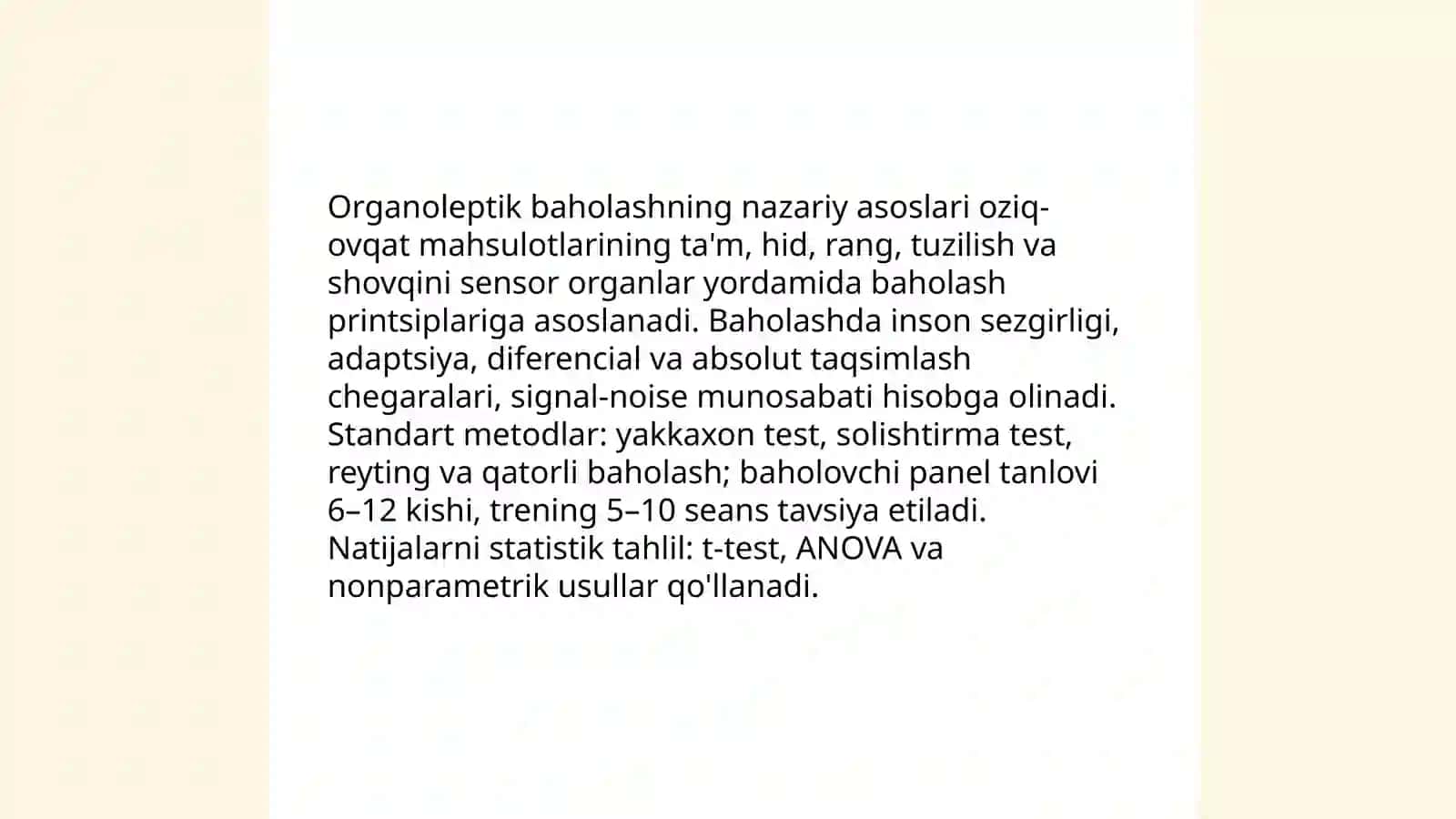 Organoleptik Mahsulotlarini Baholash 3