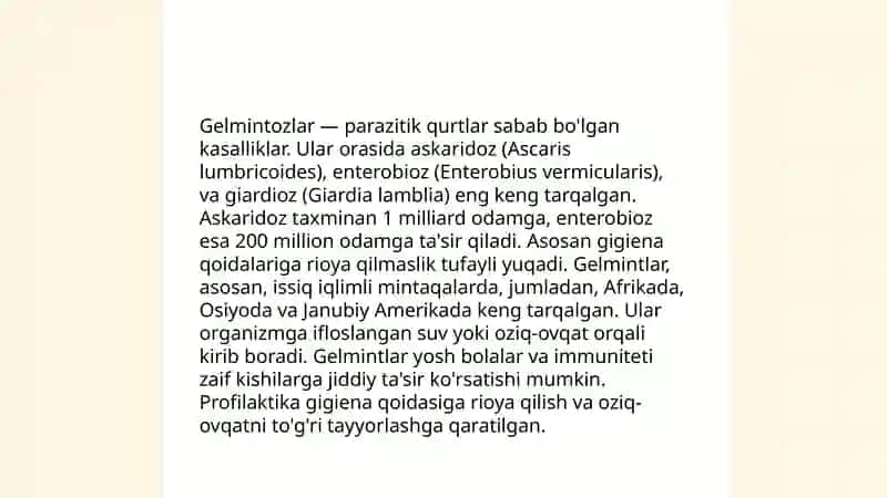Gelmintozlar epidemik oʻchogʻida epidemiyaga qarshi chora-tadbirlari 3