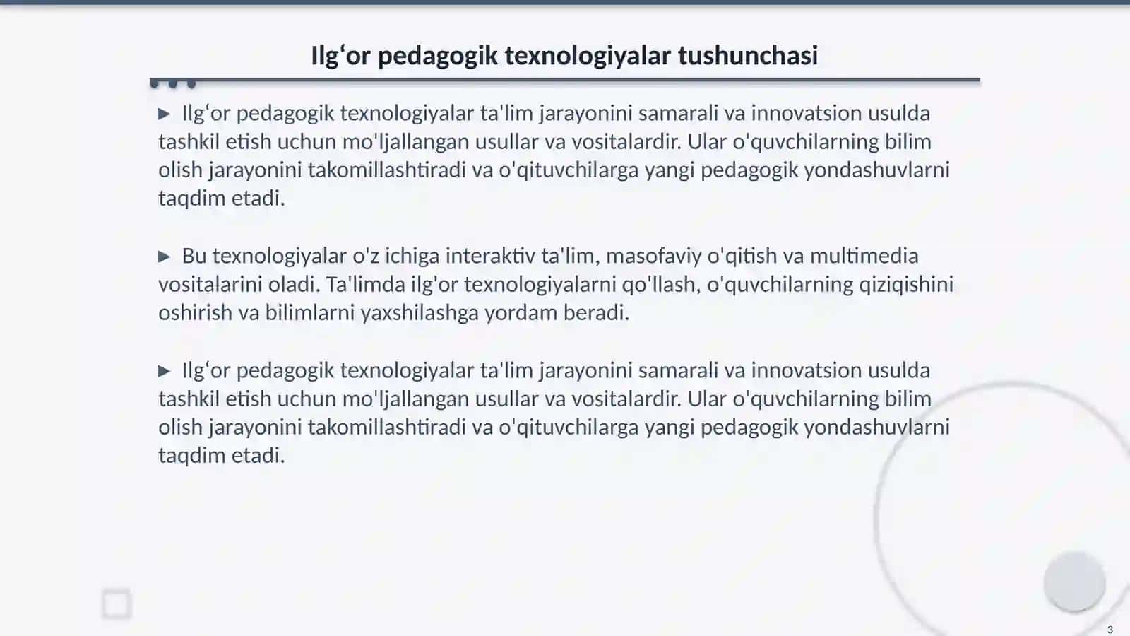 Ilgʻor pedagogik texnologiyalar 3