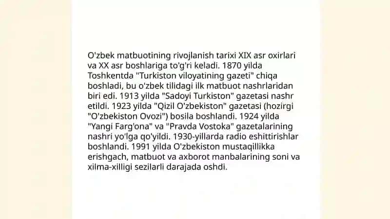 O'zbek matbuotining rivojlanish tarixi 3