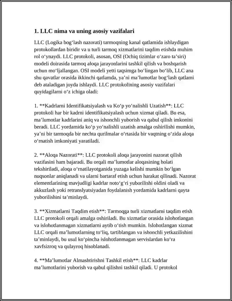 LLC(LOGIKACAL LINK CONTROL) NING VAZIFASI 3
