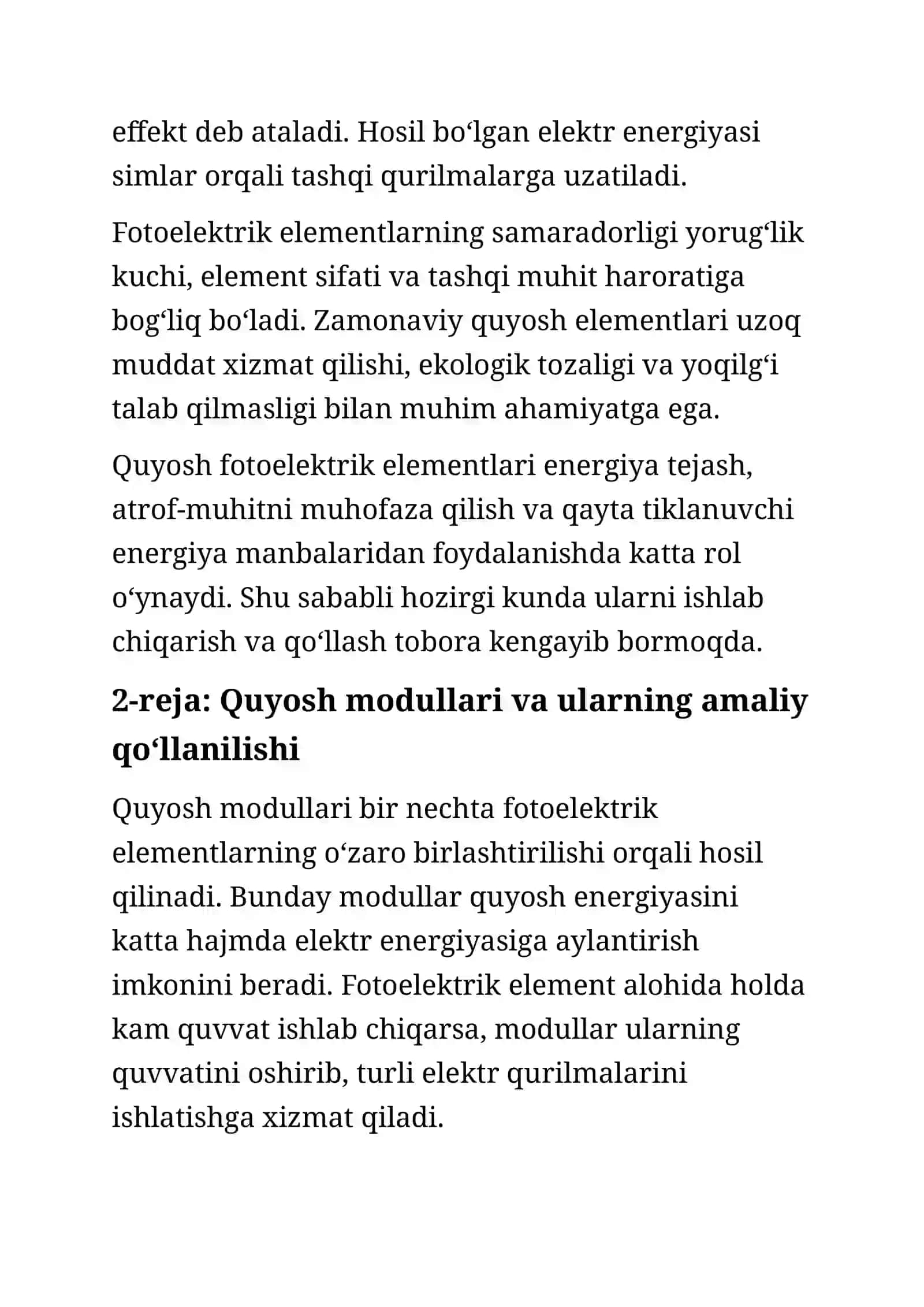 Quyosh fotoelektrik elementlari va modullari. Optik tolali tizimlar.fizikafizika 3