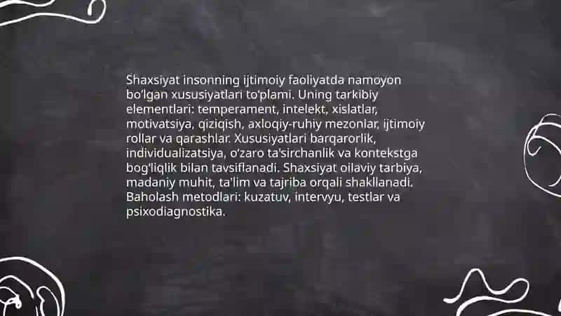 Shaxsning Shaxsiyat va Xususiyatlari 3
