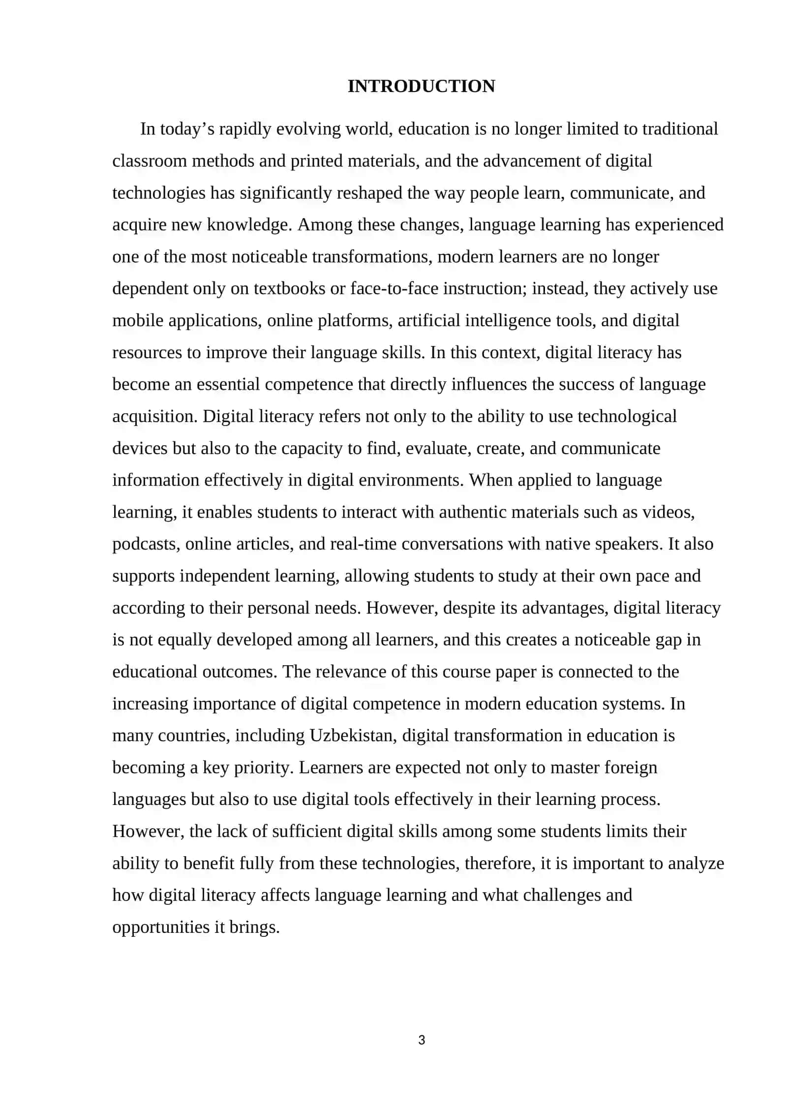 Course paper on the impact of digital literacy on language learning 3