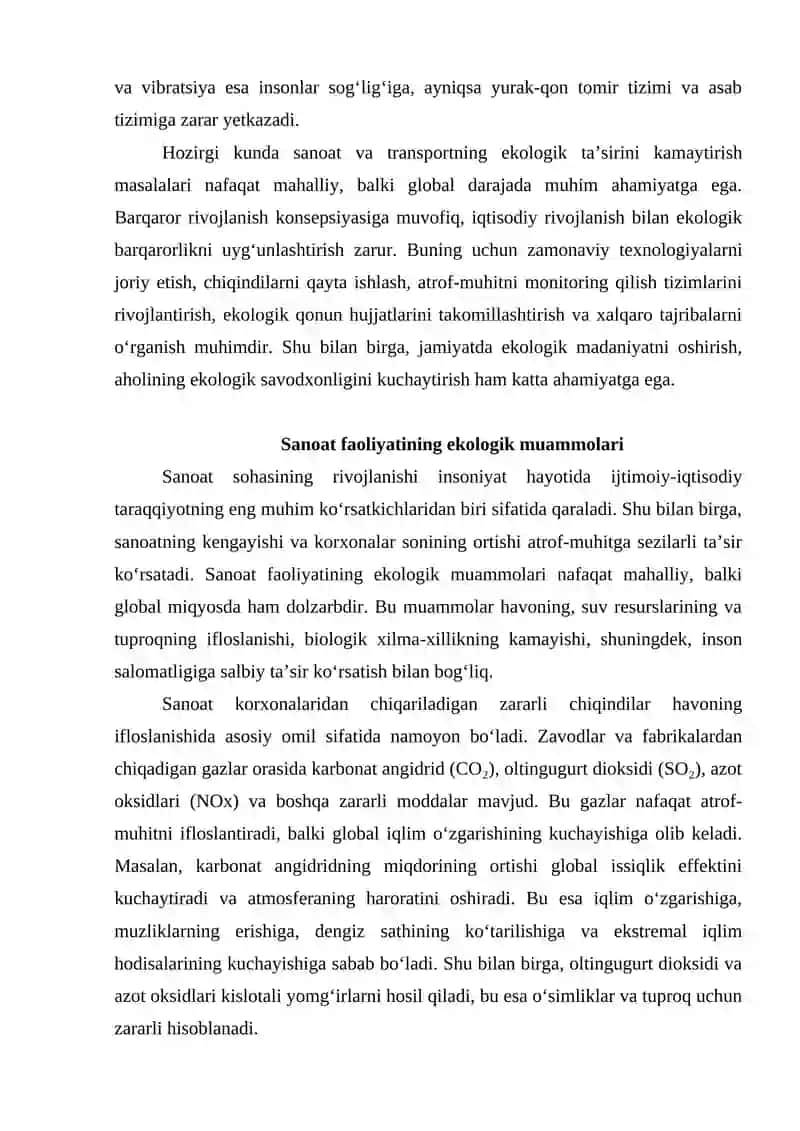 Sanoat va transport sohasidagi ekalogik muammolar 3