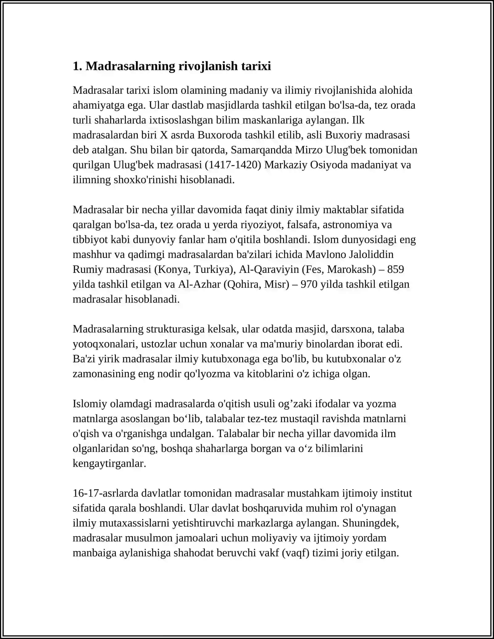 O'RTA ASRLARDAGI MADRASALARDA TA'LIM TIZIMI 3