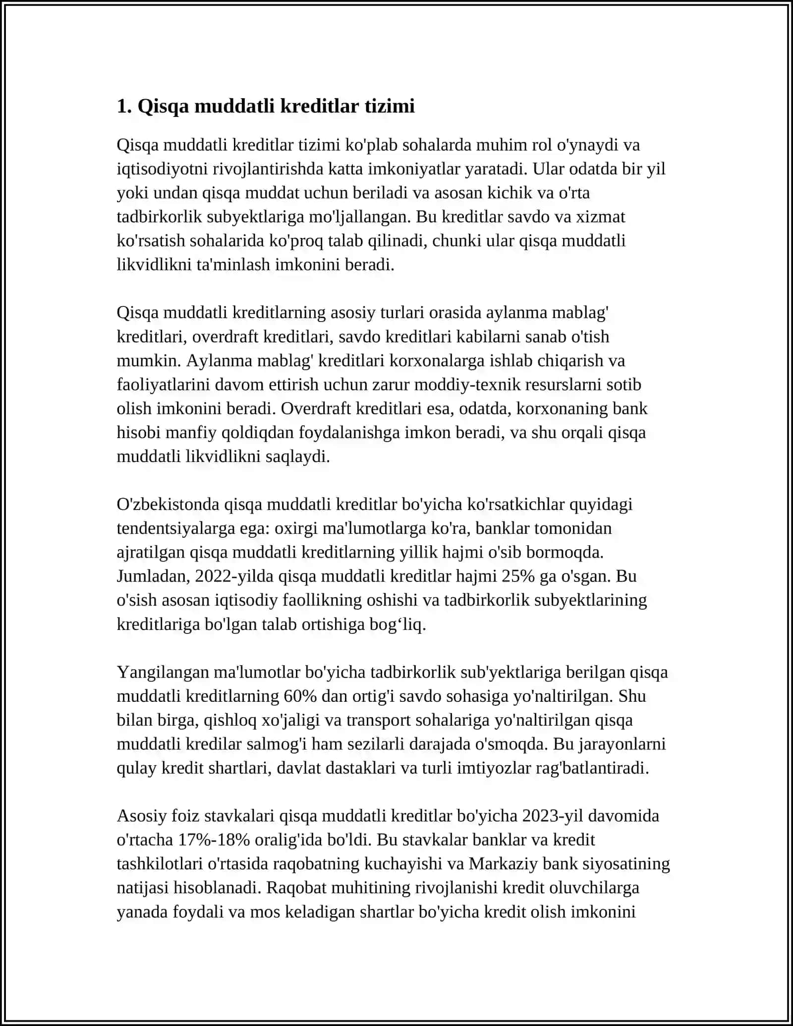 QISQA VA UZOQ MUDDATLI KREDIT VA QARZLAR BO'YICHA MAJBURIYATLAR HISOBI.TURLI KREDITORLAR BO'YICHA MAJBURIYATLARNI HISOBGA OLISH 3