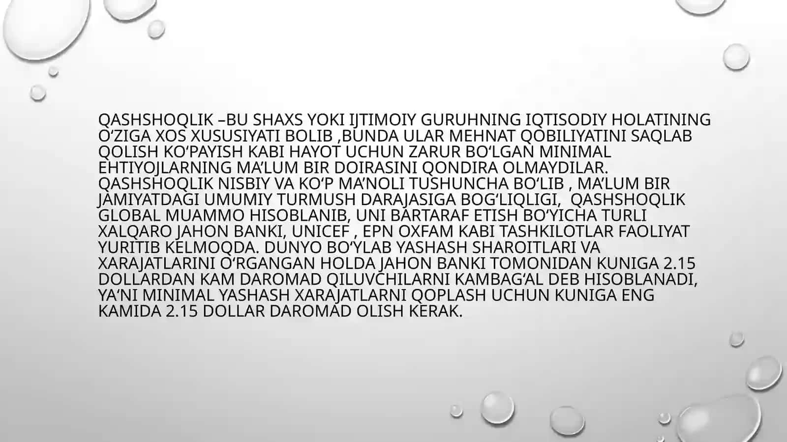 Qashshoqlik va ishsizlik  sabab va  oqibatlari 3
