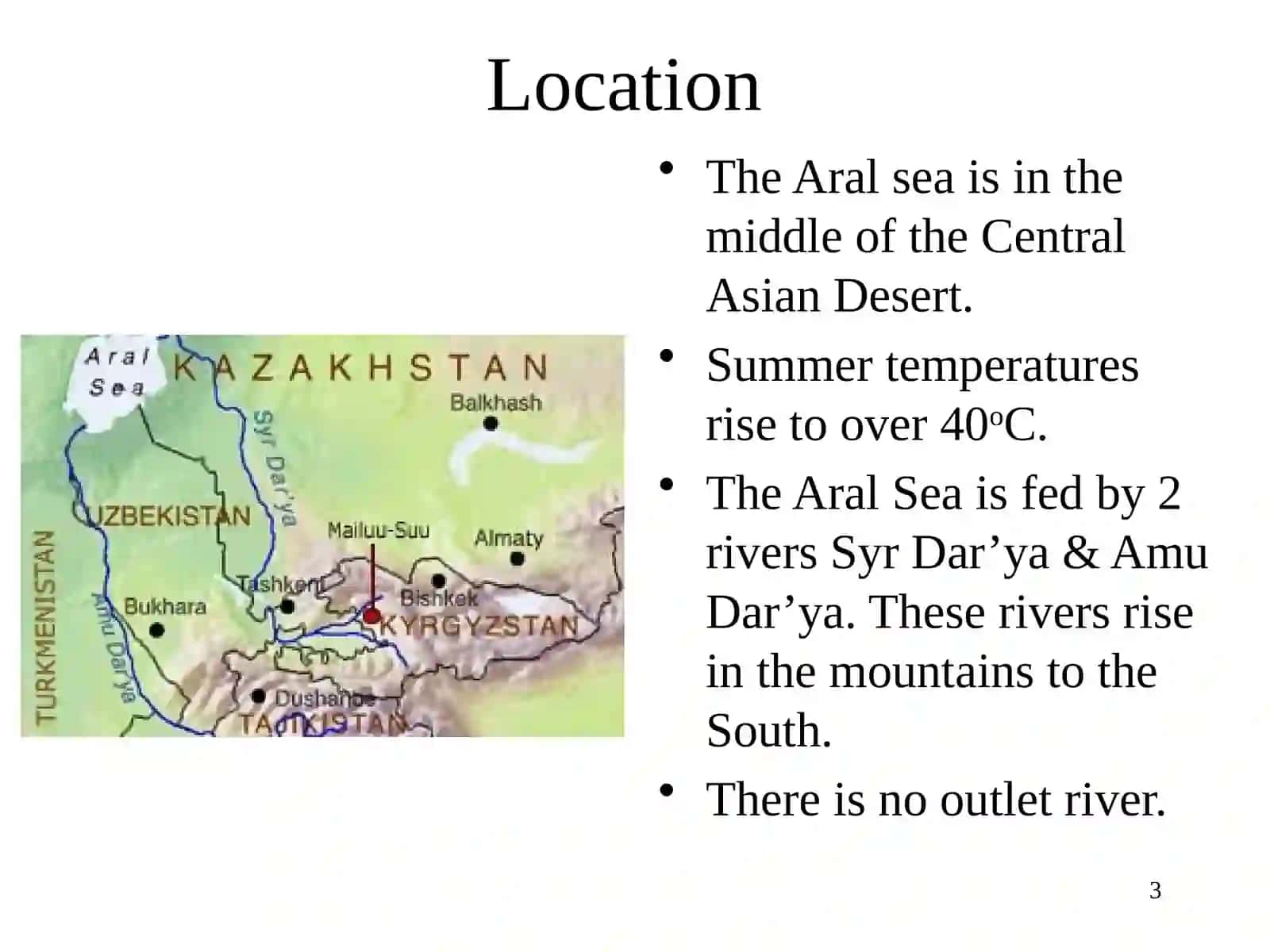 Global problem in the Aral sea 3