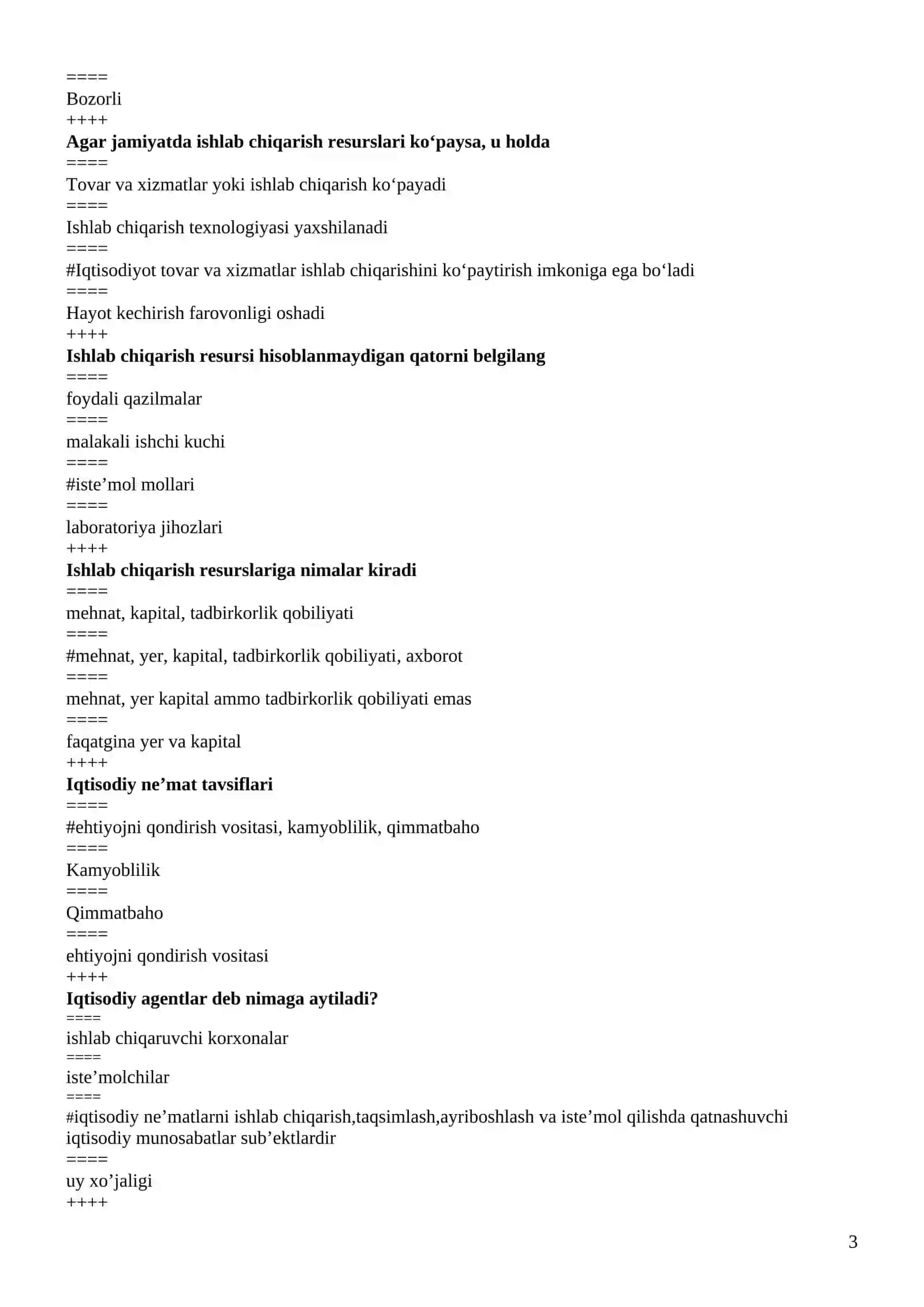 MAKROIQTISODIYOT VA MIKROIQTISODIYOT TESTLARI 3