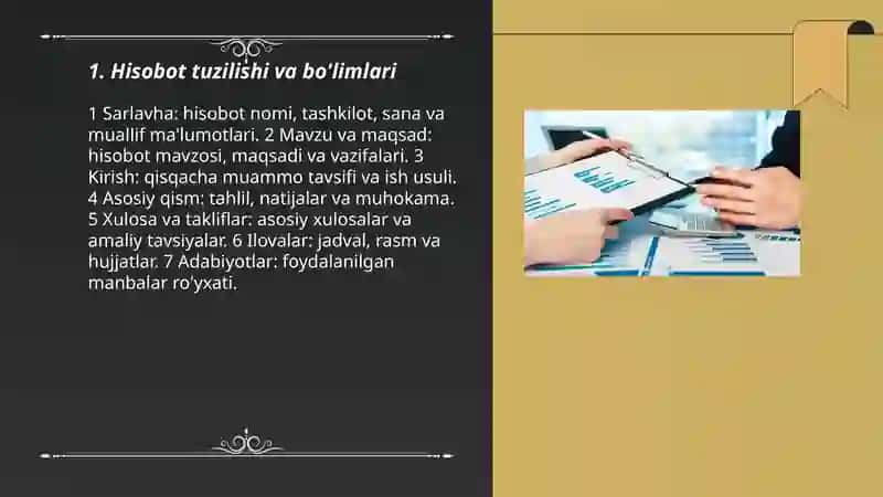 Hisobot tayyorlash.Ish yuritish uslubi va tili 3